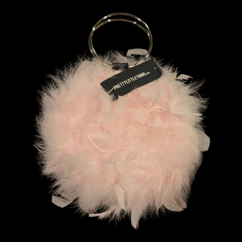 PrettyLittleThing Pink Feather Bag
